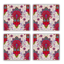 Hermia Juego de 4 Posavasos de Piedra Natural Multicolor